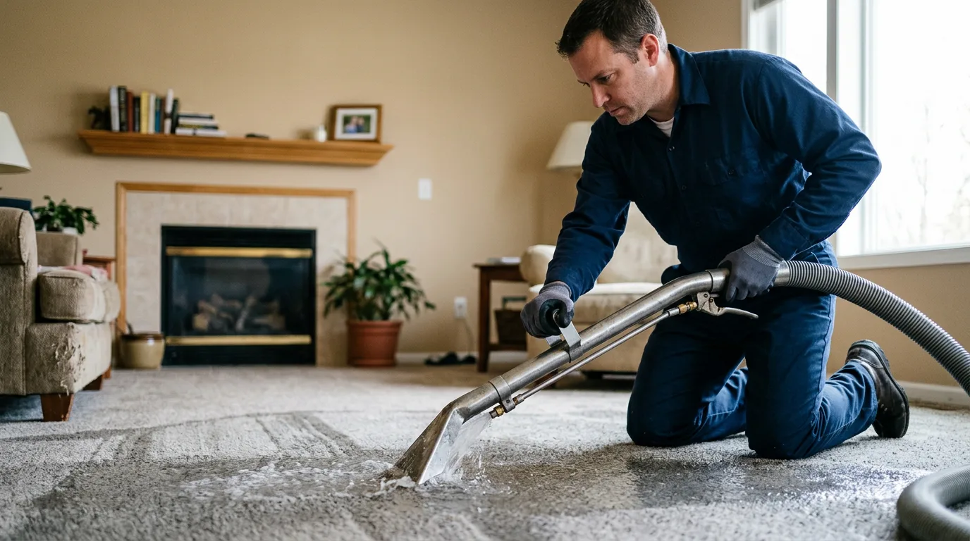 Water damage restoration technician working near Tilton, NH